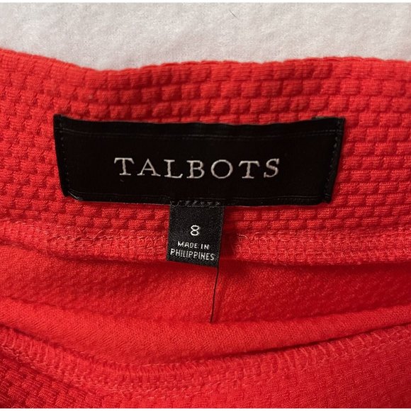 Talbots Skirt Orange Womens 8 Stretch A Line Midi Textured New - Picture 4 of 8